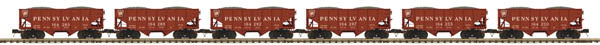 Premier Fishbelly 2-Bay Hopper 6-Pack - 3-Rail - Ready to Run -- Pennsylvania #164283, 164289, 164292, 164297, 164255, 164250 (Shadow Keyston