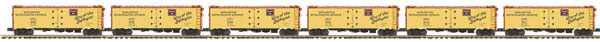 Premier 40' Steel Reefer - 3-Rail - Ready to Run -- Chicago, Burlington & Quincy #74205 74203 74226 74221 74210 74217 (yellow)