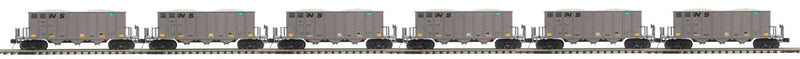 3-Bay Rapid-Discharge Hopper 6-Pack - 3-Rail - Ready to Run - Premier(R) -- Norfolk Southern #2 (gray, yellow, Conspicuity Marks)