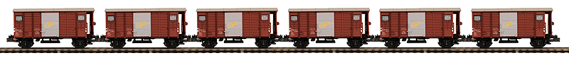 Premier European Gedeckter Wood Boxcar w/Scale Wheels 6-Pack - Ready to Run -- Sihital Zurich Uetliberg Bahn (gray)