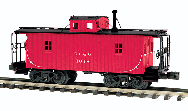 Premier N6b Wood Caboose w/Light & Brakeman Figure - 3-Rail - Ready to Run -- Clinchfield CC&O (red, black, Reporting Marks Only)