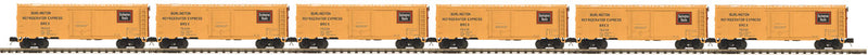 Steel Ice Reefer 6-Pack - 3-Rail - Ready to Run - Premier(R) -- Chicago, Burlington & Quincy BREX #1 (yellow, Boxcar Red)