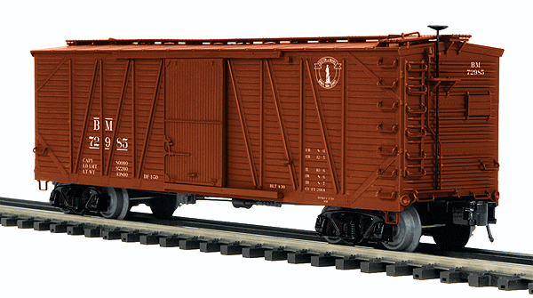 Premier USRA 40' Single-Sheathed Wood Boxcar - 3-Rail - Ready to Run -- Boston & Maine #72985 (Boxcar Red, Minute Man Logo)