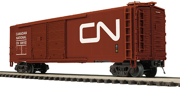 Premier 50' Double-Door Boxcar - 3-Rail - Ready to Run -- Canadian National #589182 (Boxcar Red, Noodle Logo)