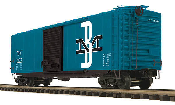50' PS-1 Boxcar w/Youngstown Door - 3-Rail - Ready to Run - Premier(R) -- Boston & Maine (blue, black)