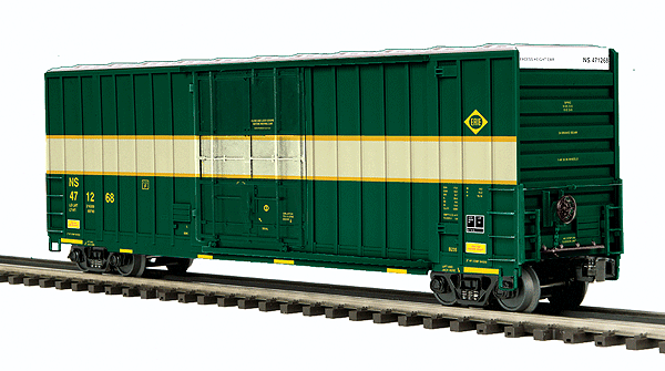 50' High Cube Boxcar - 3-Rail - Ready to Run - Premier(R) -- Norfolk Southern (Erie Heritage Scheme, 2-Tone Green)