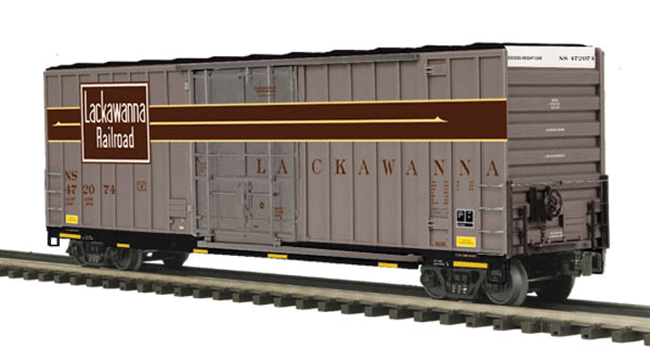 50' High Cube Boxcar - 3-Rail - Ready to Run - Premier(R) -- Norfolk Southern (Delaware, Lackawanna & Western Heritage Scheme; gray/maroo