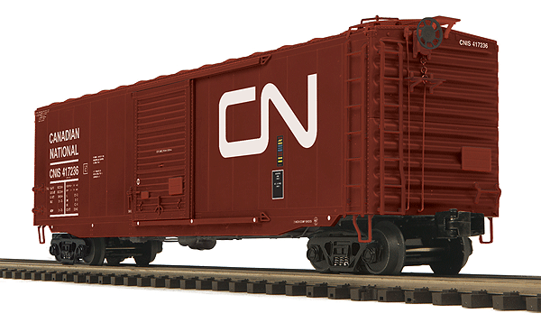 50' PS-1 Boxcar - 3-Rail - Ready to Run - Premier -- Youngstown Door, Canadian National CNIS (Boxcar Red, Noodle Logo)