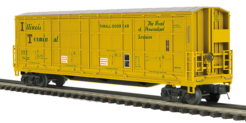 55' All-Door Boxcar - 3-Rail - Ready to Run - Premier(R) -- Illinois Terminal (yellow, silver, green)-1