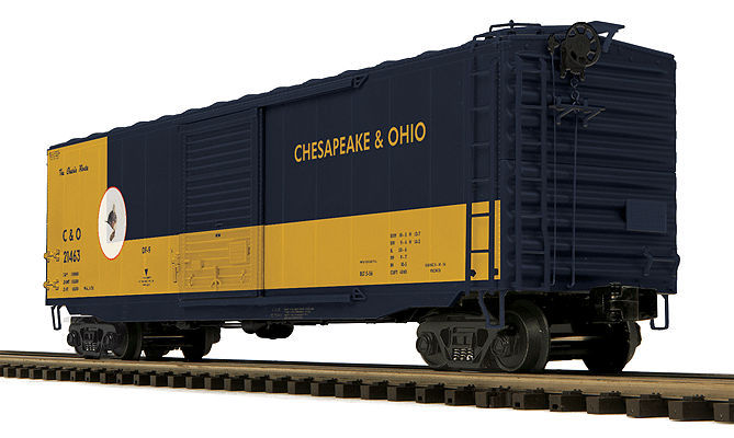 50' PS-1 Boxcar w/Youngstown Standard Door - 3-Rail - Ready to Run - Premier(R -- Chesapeake & Ohio #24163 (blue, yellow)