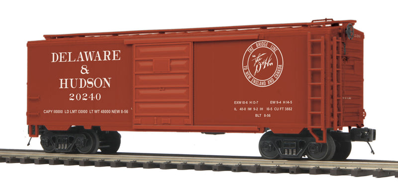 PS-1 40' Boxcar - 3-Rail - Ready to Run - Premier(R) -- Delaware & Hudson (Boxcar Red, white, Bridge Line Logo)-1