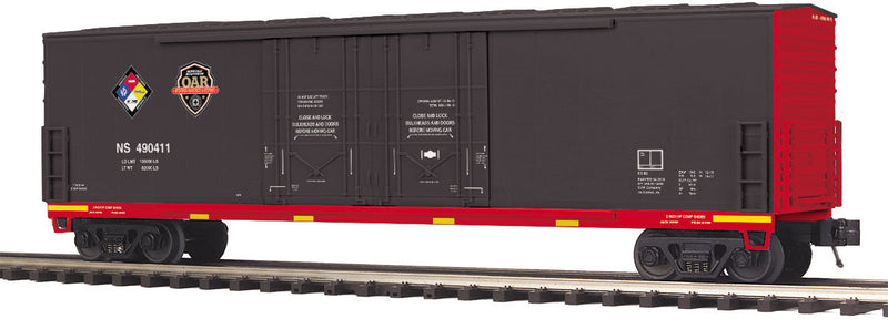 50' Double-Plug-Door Boxcar - 3-Rail - Ready to Run - Premier(R) -- Norfolk Southern #490411 (First Responder Scheme, black, red)