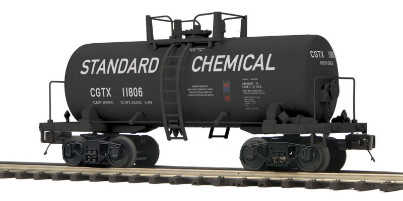 8000-Gallon Tank Car - 3-Rail - Ready to Run - Premier(R) -- Standard Chemical CGTX (black, white, Billboard Lettering)-1