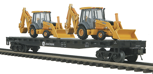 Premier Flatcar - John Deere w/Load -- With Two 310SG Backhoe Loader