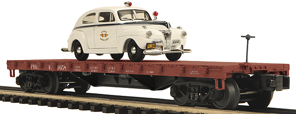Premier 50 Ton 41' Wood Flatcar w/1941 Ford 2-Door Sedan -- Pennsylvania