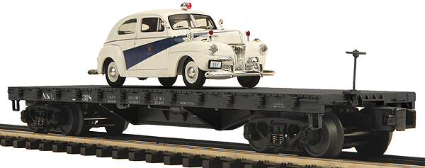 Premier 50 Ton 41' Wood Flatcar w/1941 Ford 2-Door Sedan -- Norfolk & Western