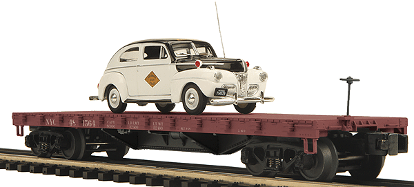Premier 50 Ton 41' Wood Flatcar w/1941 Ford 2-Door Sedan -- New York Central