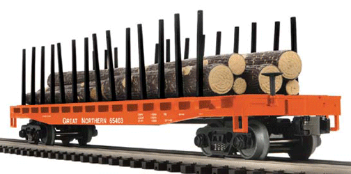 Premier Flatcar w/Log Load -- Great Northern