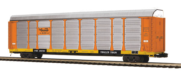 Premier Corrugated Enclosed Auto Carrier - Ready to Run -- Denver & Rio Grande Western (silver, orange, yellow)