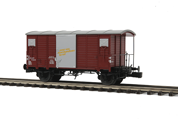 Premier European Gedeckter G Wood Boxcar w/Hi-Rail Wheels - Ready to Run -- Sihital Zurich Uetliberg Bahn (gray)-1