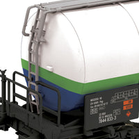 Premier European Modern Tank Car (Kesselwagen) w/Hi-Rail Wheels - Ready to Run -- OMV/Wascosa Euro Tank Car (blue, white, green)