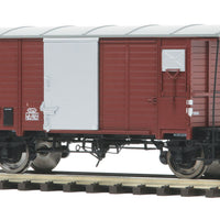 European Gedeckter Wood Boxcar w/Hi-Rail Wheels -3-Rail - Ready to Run - Premi -- Swiss Federal Railways SBB-CFF (brown, gray)