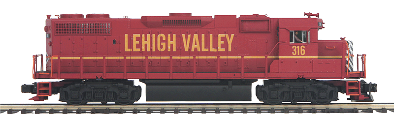 EMD GP38-2 w/Proto-Sound 3.0 - 3-Rail w/Scale Wheels - Premier(R) -- Lehigh Valley (Cornell Red, yellow, black, white)