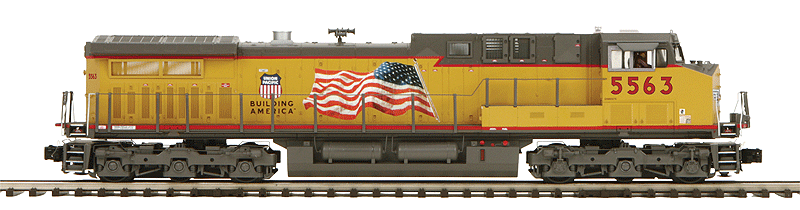 GE AC4400CW w/Proto-Sound 3.0 - 3-Rail w/Scale Wheels - Premier(R) -- Union Pacific (Armour Yellow, gray, Building America Logo, U.S. Flag)