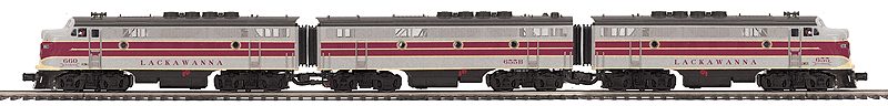 EMD F3 A-B-A Set - 3-Rail w/Proto-Sound 3.0 Scale Wheels - Premier(R) -- Delaware, Lackawanna & Western