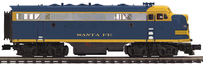 EMD F7A - 3-Rail w/Proto-Sound 3.0 & Scale Wheels - Premier(R) -- Santa Fe #259 (blue, yellow)