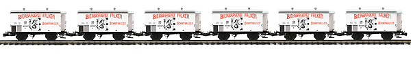 European Beer Reefer 6-Pack w/Scale Wheels - 2-Rail - Ready to Run - Premier -- Bierbrauerei Falken (white, red, black)