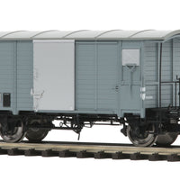 Gedeckter Wood Boxcar w/Scale Wheels - 2-Rail - Ready to Run - Premier -- Swiss Federal Railways SBB-CFF (2-Tone Gray)