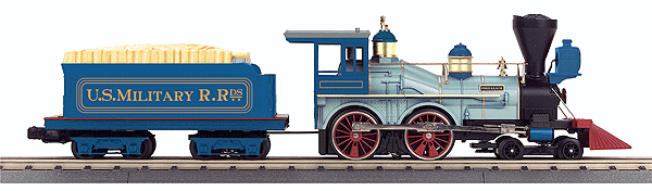 RailKing(R) Steam 4-4-0 General w/Proto-Sound 3.0 - 3-Rail -- U.S. Military Railroad "Fred Leach" (light blue, blue, black)