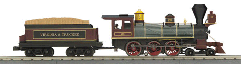 4-6-0 Ten Wheeler w/Proto-Sound 3.0 - 3-Rail - Ready to Run - RailKing -- Virginia & Truckee #25 (black, maroon, gray)