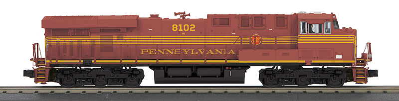 GE ES44AC - 3-Rail w/Proto-Sound 3.0 - RailKing(R) Imperial(TM) -- Norfolk Southern #8102 (Pennsylvania Railroad Heritage, Tuscan, yellow)