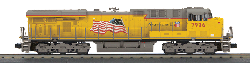 GE ES44AC - 3-Rail w/Proto-Sound 3.0 - RailKing(R) Imperial(TM) -- Union Pacific #7926 (Armour Yellow, gray, Flag, Building America Logo)