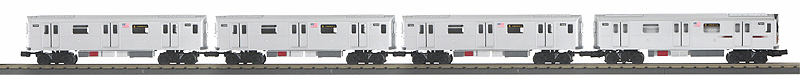 R142A Subway 1 Powered/3 Unpowered Set - 3-Rail w/Proto-Sound 3.0 - RailKing(R -- NY Metropolitan Transportation Authority #7221, 7222, 7223, 7224 (silver)