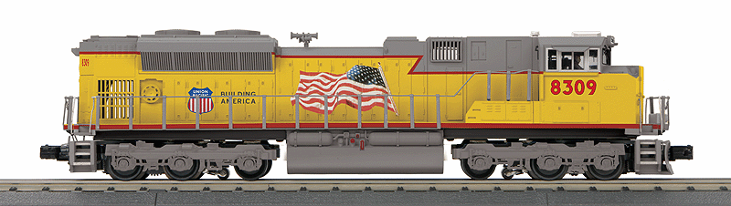 EMD SD70ACe - 3-Rail w/Proto-Sound 3.0 - RailKing(R) Imperial(TM) -- Union Pacific #8309 (Armour Yellow, gray, Flag, Building America Logo)