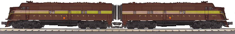 EMD E6 A-A Set - 3-Rail w/Proto-Sound 3.0 - RailKing(R) -- Pennsylvania Railroad #5874, 5876 (5-Stripe, Tuscan, yellow)
