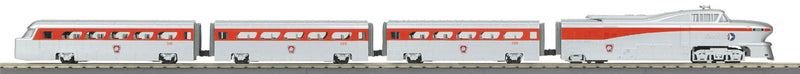 GM Aerotrain Train-Only Set - 3-Rail w/Proto-Sound 3.0 - RailKing(R) Scale -- Pennsyvania Railroad (silver, red)