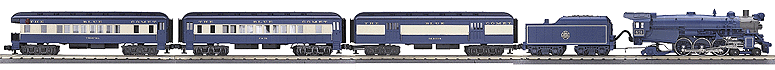 Railking Steam Passenger Ready to Run Train Set w/Loco Sound -- Central of New Jersey 4-6-2 Bantam "Blue Comet" w/Track & Pack