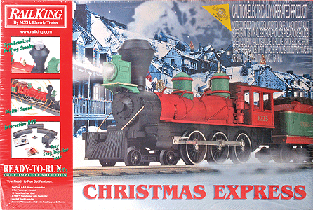 RailKing Steam Passenger RTR Trainset w/Loco-Sound -- Christmas RealTrax 31 x 51" Z-1000 Power Pack 4-6-0 w/Tender & 3 Cars