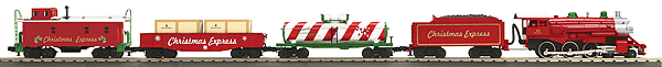 Steam Freight RTR Trainset w/Proto-Sound 3.0 -- RailKing RealTrax 31 x 51" Z-500 Power Pack Christmas 4-6-0 w/Tender & 3 Ca