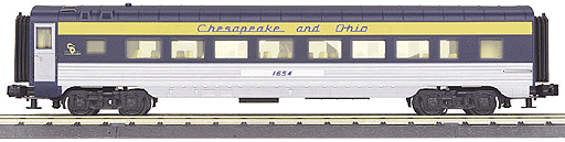 RailKing 60' Streamlined Coach (ABS Plastic) -- Chesapeake & Ohio