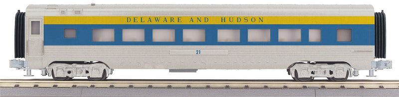 60' ABS Fluted-Side Coach - 3-Rail - Ready to Run - RailKing(R) -- Delaware & Hudson (silver, blue, yellow)
