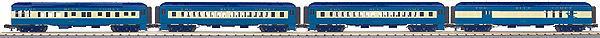 60' Madison Heavyweight 4-Car Set - 3-Rail - Ready to Run - RailKing(R) -- Central Railroad of New Jersey (Blue Comet, blue, white)