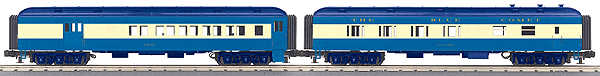 60' Madison Heavyweight Combine/Diner Set - 3-Rail - Ready to Run - RailKing(R -- Central Railroad of New Jersey (Blue Comet, blue, white)