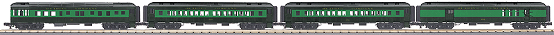 60' Madison Heavyweight 4-Car Set - 3-Rail - Ready to Run - RailKing(R) -- Reading #1562, 1291, 1329, 15 (2-Tone Green)
