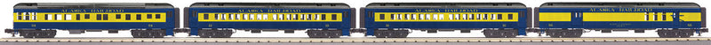 60' Madison Heavyweight 4-Car Set - 3-Rail - Ready to Run - RailKing(R) -- Alaska Railroad (blue, yellow)
