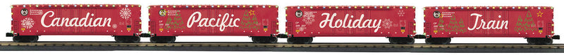 50' Double-Plug-Door Boxcar w/LED Lights 4-Pack - 3-Rail Ready to Run - RailKi -- Canadian Pacific